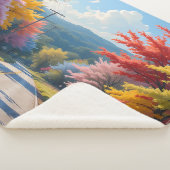 Couverture Sherpa Pastel Autumn Country Road Watercolor (3/4)