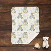 Couverture Sherpa Pastel Blue and Yellow Cute Teddy Bear