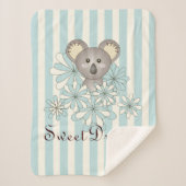 Couverture Sherpa Pastel Blue Stripe Cute Baby Koala Kids (Devant)