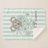 Couverture Sherpa Pastel Blue Stripe Cute Baby Koala Kids (Devant (Horizontal))