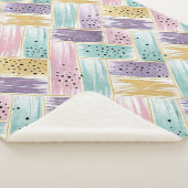 Couverture Sherpa Pastel Brushstroke & Gold Crisscross Abstrait (3/4)