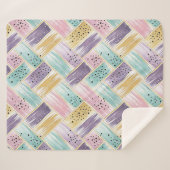 Couverture Sherpa Pastel Brushstroke & Gold Crisscross Abstrait (Devant (Horizontal))