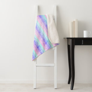 Couverture Sherpa Pastel Candy Motif d'Imaginaire doux rayé