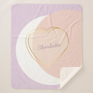 Couverture Sherpa Pastel Circles et Coeurs avec le nom de l'enfant