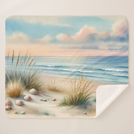 Couverture Sherpa Pastel Coastal Dunes Watercolor (Devant (Horizontal))