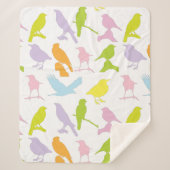 Couverture Sherpa Pastel Coloured Variété d'oiseaux Motif (Devant)
