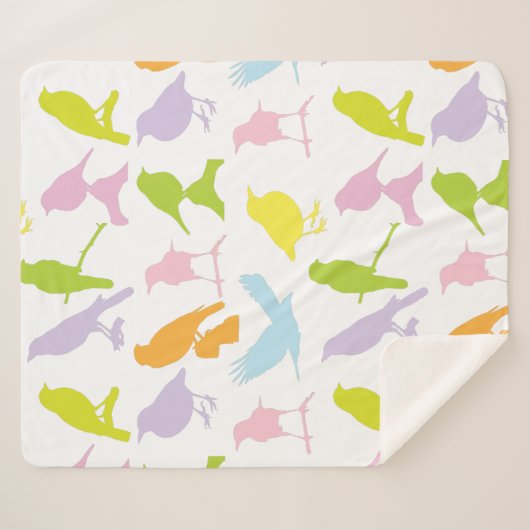 Couverture Sherpa Pastel Coloured Variété d'oiseaux Motif (Devant (Horizontal))