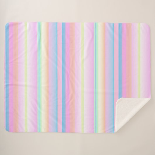 Couverture Sherpa Pastel couleurs mignonnes rayées (Devant (Horizontal))