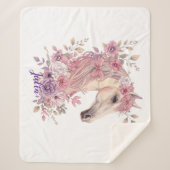 Couverture Sherpa pastel de chevaux pour filles (Devant)