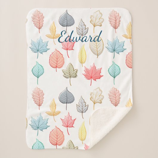 Couverture Sherpa Pastel Feuilles (Devant)
