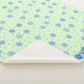 Couverture Sherpa Pastel Green Snowflakes Snow Winter Nom personnali (3/4)