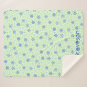 Couverture Sherpa Pastel Green Snowflakes Snow Winter Nom personnali (Devant (Horizontal))