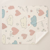 Couverture Sherpa Pastel Hearts & Clouds Watercolor Dream (10) (Devant (Horizontal))
