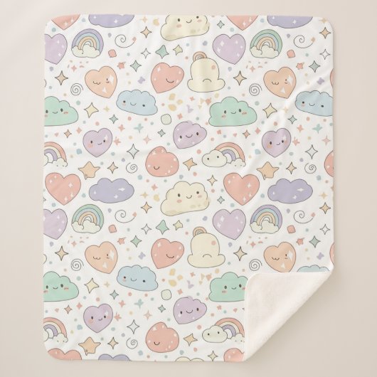 Couverture Sherpa Pastel Hearts & Clouds Watercolor Dream (6) (Devant)