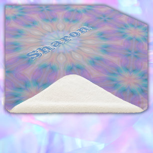 Couverture Sherpa Pastel Mère de Perle Nom du Motif Monogramme