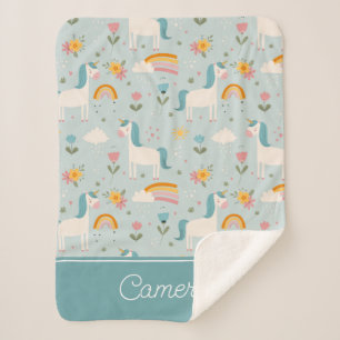 Couverture Sherpa Pastel mignon Rainbow Unicorn Motif