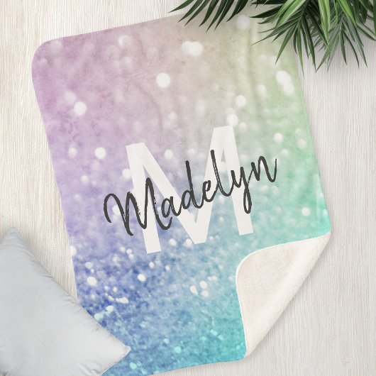 Couverture Sherpa Pastel Parties scintillant Bokeh ContexteGlam Eleg