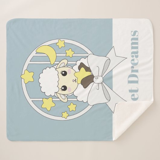 Couverture Sherpa Pastel Personnalisé Bleu Cute Petits Moutons Enfan (Devant (Horizontal))