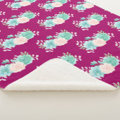 Couverture Sherpa Pastel Pink & Green Floral Bouquet Motif (3/4)