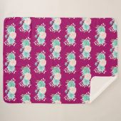 Couverture Sherpa Pastel Pink & Green Floral Bouquet Motif (Devant (Horizontal))