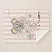 Couverture Sherpa Pastel Pink Stripe mignonne Bébé Koala Filles Enfa (Devant (Horizontal))