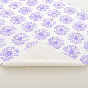 Couverture Sherpa Pastel Purple Daisy Flower Print, Hippie Floral