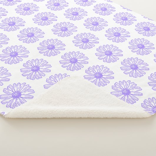 Couverture Sherpa Pastel Purple Daisy Flower Print, Hippie Floral (3/4)