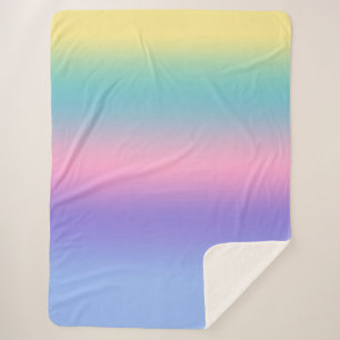 Couverture Sherpa Pastel Rainbow Sky esthétique Ombre Gradient Chic