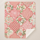 Couverture Sherpa Pastel Rose Motif à patchwork floral (Devant)