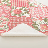 Couverture Sherpa Pastel Rose Motif à patchwork floral (3/4)