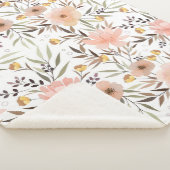 Couverture Sherpa Pastel Rose Peach Olive Brown | Feuilles floraux (3/4)