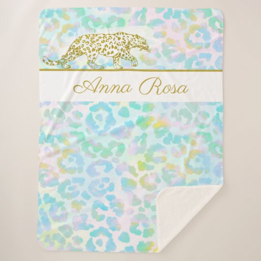 Couverture Sherpa *~* Pastel Tie Dye Gold Leopard Spots Sherpa Blank (Devant)