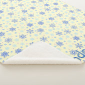 Couverture Sherpa Pastel Yellow Snowflakes Mignonne Élégant Nom Pers (3/4)