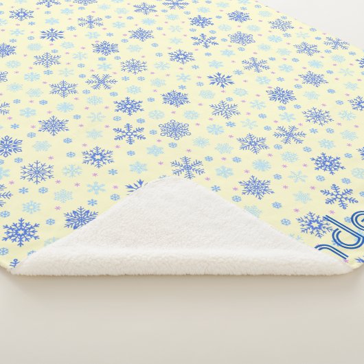 Couverture Sherpa Pastel Yellow Snowflakes Mignonne Élégant Nom Pers (3/4)