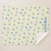 Couverture Sherpa Pastel Yellow Snowflakes Mignonne Élégant Nom Pers (Devant (Horizontal))