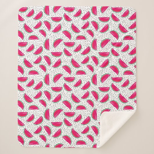 Couverture Sherpa Pastèque au néon sur le motif de graines (Devant)