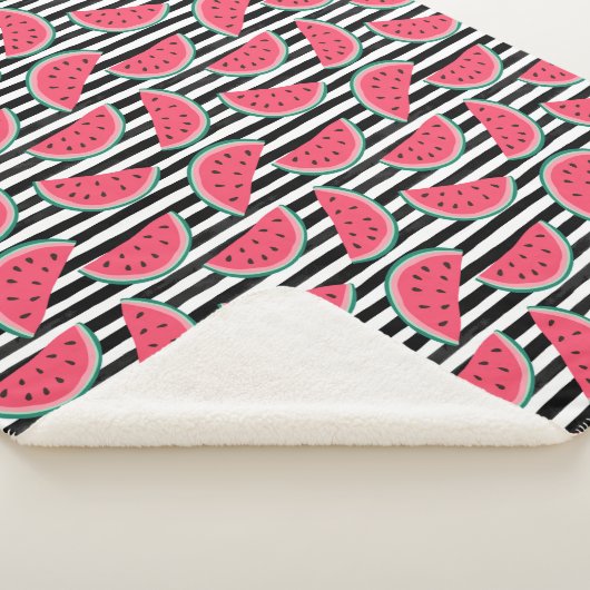 Couverture Sherpa Pastèque douce sur les rayures noires et le motif (3/4)