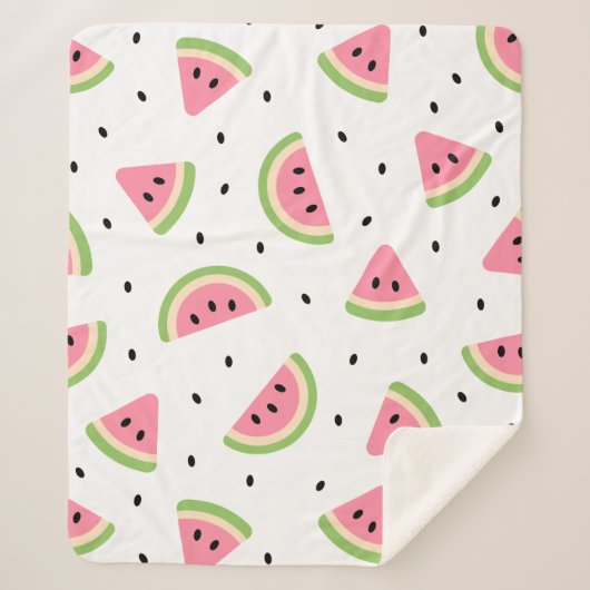 Couverture Sherpa Pastèque rose, Graines de pastèque, Motif d'été (Devant)