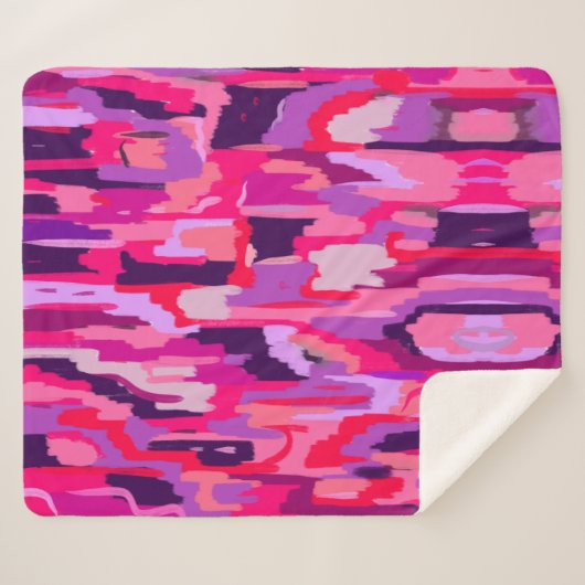 Couverture Sherpa Patch Berry : Rouge et rose Abstrait (Devant (Horizontal))