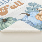 Couverture Sherpa Patch Citrouille Bleu de la ferme d'automne (3/4)