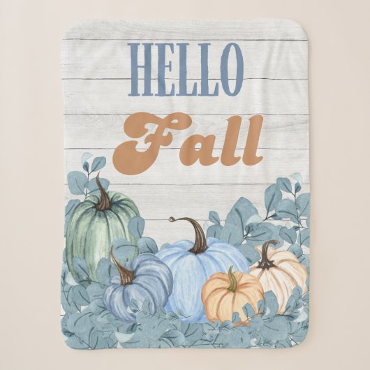 Couverture Sherpa Patch Citrouille Bleu de la ferme d'automne (Devant)