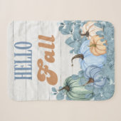 Couverture Sherpa Patch Citrouille Bleu de la ferme d'automne (Devant (Horizontal))