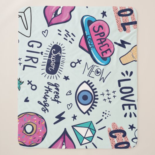 Couverture Sherpa Patch de mode : Stickers Pop Art. (Devant)