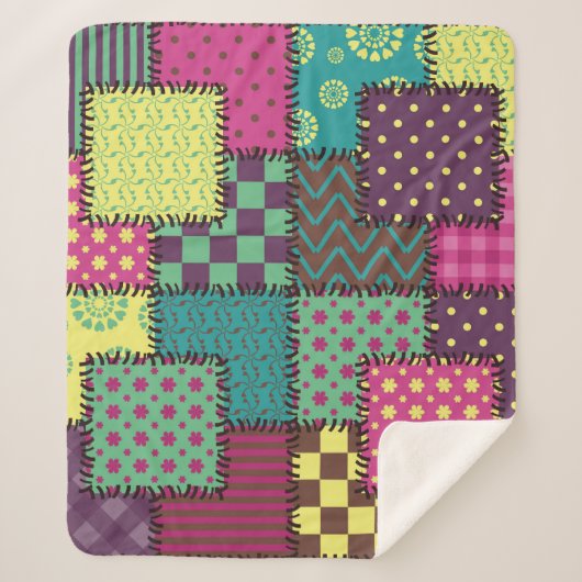 Couverture Sherpa Patchwork : Arrière - plan Motif divers (Devant)