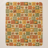 Couverture Sherpa Patchwork Automnal Rustique Citrouille Monogramme (Devant)