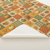 Couverture Sherpa Patchwork Automnal Rustique Citrouille Monogramme (3/4)