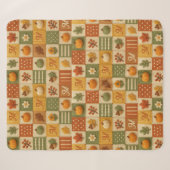 Couverture Sherpa Patchwork Automnal Rustique Citrouille Monogramme (Devant (Horizontal))
