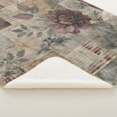 Couverture Sherpa Patchwork Botanique Rustique Vintage (2) (3/4)