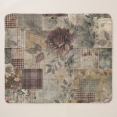Couverture Sherpa Patchwork Botanique Rustique Vintage (2) (Devant (Horizontal))