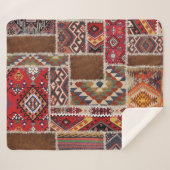 Couverture Sherpa Patchwork de tapis traditionnel : Décor de tapis d (Devant (Horizontal))